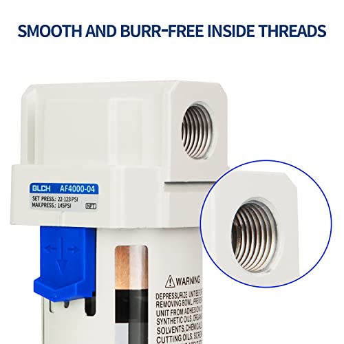 BLCH 1/2" NPT Air Line Dryer - Air Dryer for Compressor,Compressed Air Dryer Air Drying System AF4000-04 Manual Drain Poly Bowl 0-160 PSI 5μm - style: AF4000-04