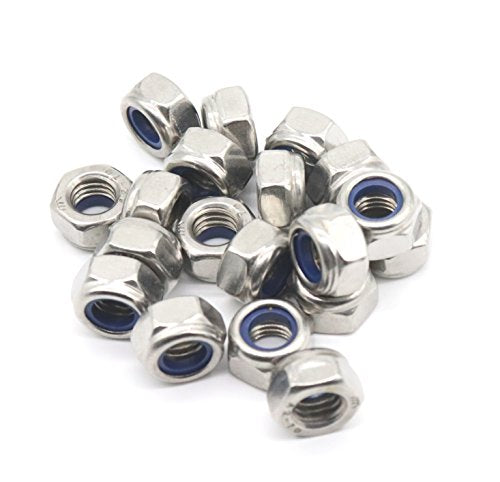 20Pcs M8 x 1.25mm Lock Nuts, 304 Stainless Steel Self-Lock Nylon Inserted 8mm Locking Nuts for Automative, Bike, Machine - size: Metric 8mm