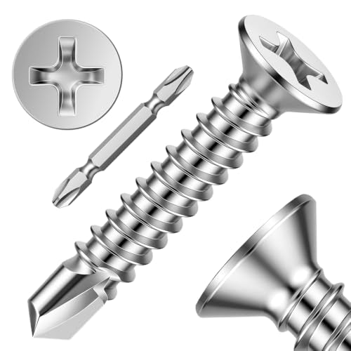 Mellewell #8 x 1-1/4" Flat Head Sheet Metal Screws, 100 PCS - color: Silver, size: #8 x 1-1/4"