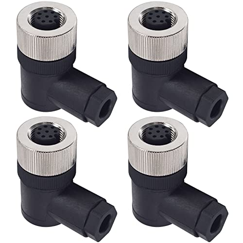 M12 8-Pin Female Circular Aviation Connector Plug 12mm Waterproof Circular Aviation Connector Right Angle Plug Adapter 4 Pack - color: Female, size: 8Pin Right Angle