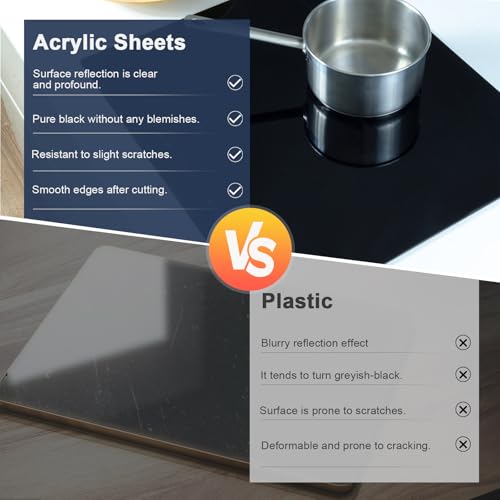 KINLINK 12x12 Plexiglass Sheets 1/8 inch Thick - 3mm Black Cast Acrylic Sheet, Plastic Board Polycarbonate Sheet for DIY Project, Craft, Table Top, Acrylic Sign and Wedding Invitation 4 Pack - color: Black, size: 12x12