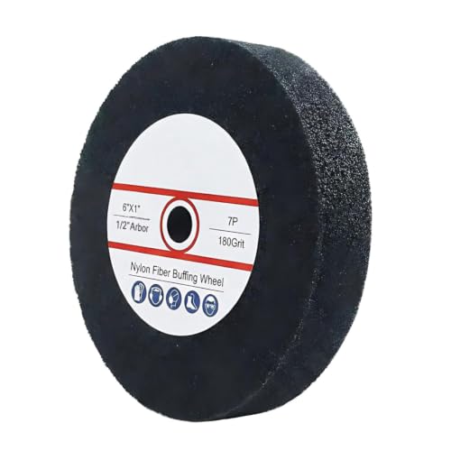 6 Inch 180 Grit Nylon Fiber Buffing Wheel with 1/2" Arbor Hole - style: 6" Fiber Buffing Wheel