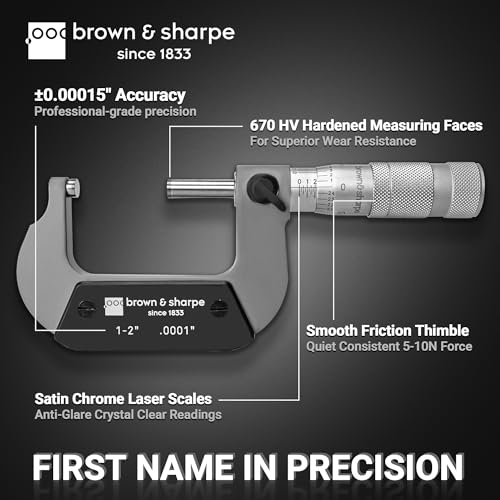Brown & Sharpe 1-2 Inch Outside Micrometer, 0.0001 Inch Graduation