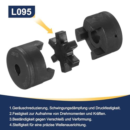 uxcell 1/2" to 3/4" L095 Flexible 3-Piece L-Jaw Coupling Coupler Set & Buna-N NBR Rubber Spider for Log Splitter Hybrid Equipment - size: 1/2 " to 3/4"