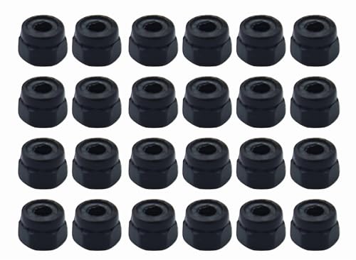 24 Pcs Fingerboard Locknuts Professional Self Lock Nuts with Nylons Insert (Black) - color: Black