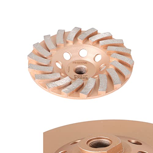 Diamond Cup Surface Grinding Wheel 5 in 18 Turbo 5/8 in - 11 Rod Concrete Grinding Wheel Disc, for Granite, Stone, Marble, Masonry, Concrete - size: 5 In