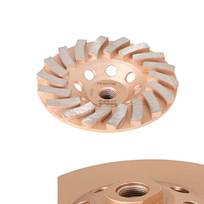 Diamond Cup Surface Grinding Wheel 5 in 18 Turbo 5/8 in - 11 Rod Concrete Grinding Wheel Disc, for Granite, Stone, Marble, Masonry, Concrete - size: 5 In