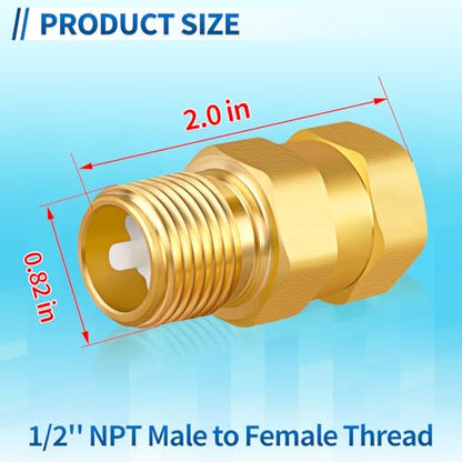 1/2'' NPT Lead-Free Brass RV Camper Water Heater Check Valve, Male-Female - style: Male to Female