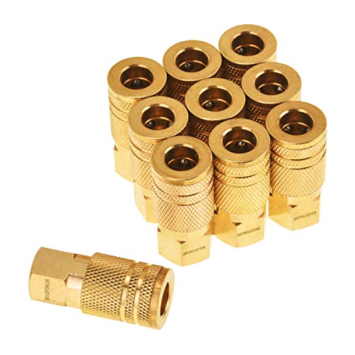 SUNGATOR 1/4" Air Hose Fittings, 10-PCS Brass 1/4" FNPT Industrial Coupler - size: 1/4'' Female, style: 10 Pack