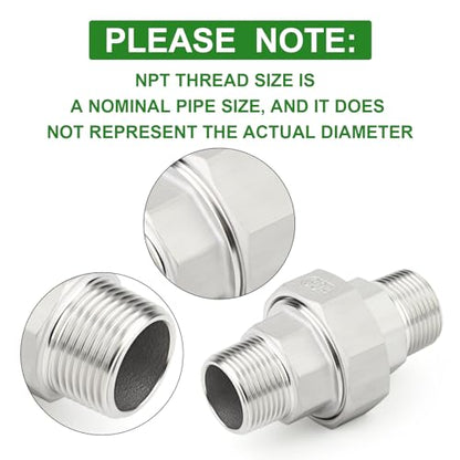 TAISHER 1 pcs 304 Stainless Steel Union, 1-1/2" MNPT Cast Pipe Fitting - size: 1-1/2" MNPT