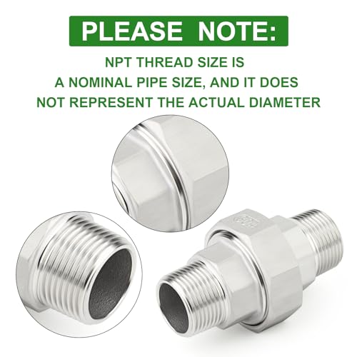 TAISHER 1PCS 304 Stainless Steel Union, 2" NPT Male x 2" NPT Male Cast Pipe Fitting - size: 2" MNPT