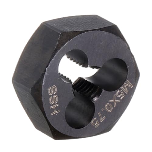 HARFINGTON Hex Threading Die M5 x 0.75 Metric Thread Right Hand High Speed Steel Rethreading Fixed Die Screw Cutting Tapping Repair Tool - size: M5 x 0.75