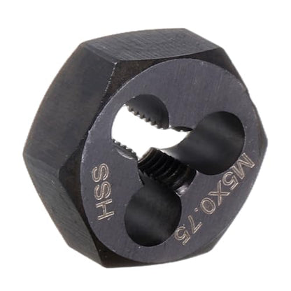 HARFINGTON Hex Threading Die M5 x 0.75 Metric Thread Right Hand High Speed Steel Rethreading Fixed Die Screw Cutting Tapping Repair Tool - size: M5 x 0.75
