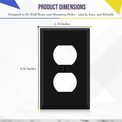 ENERLITES Duplex Receptacle Outlet Metal Wall Plate, 1-Gang, Black Matte - color: Black Matte, size: Standard Size