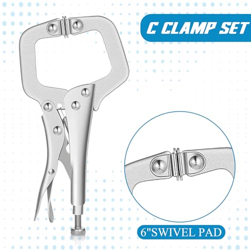 10 Pcs 6 Inch Locking C Clamp Heavy Duty Welding Clamps Pliers Vise Grip Clamps with Swivel Pad with Regular Tip and Swivel Pad for Craftsmen Home Workshop - size: 6.5 Inch,Set of 10