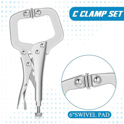 10 Pcs 6 Inch Locking C Clamp Heavy Duty Welding Clamps Pliers Vise Grip Clamps with Swivel Pad with Regular Tip and Swivel Pad for Craftsmen Home Workshop - size: 6.5 Inch,Set of 10