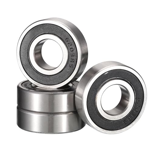 6203-16-2RS Deep Groove Bearings, ID 16mm x OD 40mm x Width 12mm Double Rubber Sealed Ball Bearings, Pre-Lubricated (GCr15) Chrome Steel 4pcs - size: 6203/16-2RS 16mmx40mmx12mm