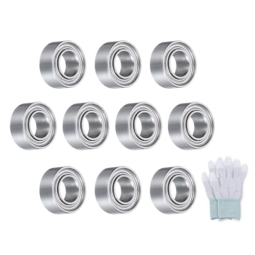 uxcell MR63ZZ Deep-Groove Ball Bearings for Rollers, 3mm x 6mm x 2.5mm Seal Bearings with Fiber Gloves, Double Metal Sealed Bearing Steel Skateboard Bearings 10Pcs - size: MR63ZZ