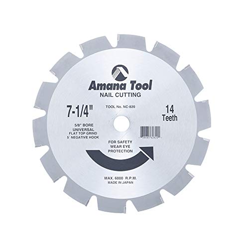 Amana Tool NC-820 Carbide Tipped Nail Cutting & Demolition 7-1/4 Inch D x 14T 5/8 Bore, Circular Saw Blade