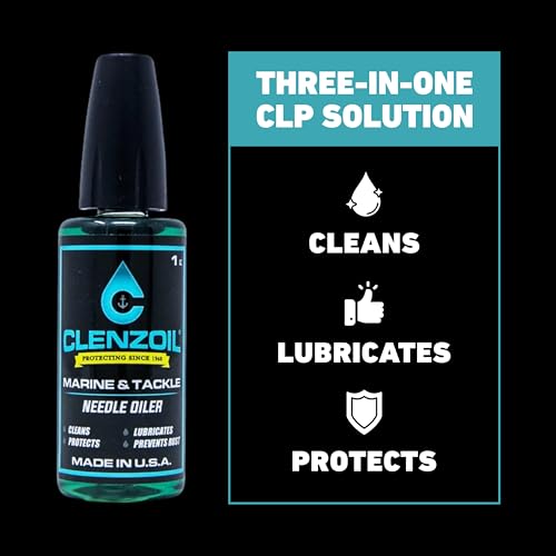 CLENZOIL Marine & Tackle - Fishing Gear Oil Lubricant - for Fish Care Reels, Boat Motors, Downriggers & More - Easily Oils Applicator - size: 1 oz Needle Oiler