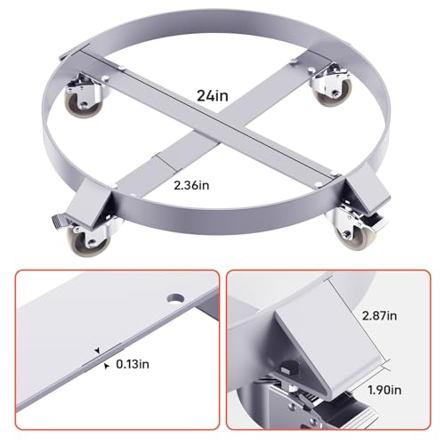 55 Gallon Steel Drum Dolly,Heavy Duty 1000lbs Load Capacity, Barrel Dollies Cart, 55 Gal Drum Dolly with Steel Frame 4 Swivel Casters Wheel, for Warehouse