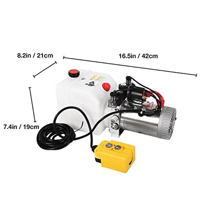 12V Hydraulic Power Unit 3200 PSI, Double-Acting Hydraulic Pump for Dump Trailer & Car Lifting - color: White-Plastic, size: Double Acting + 3 Quart.
