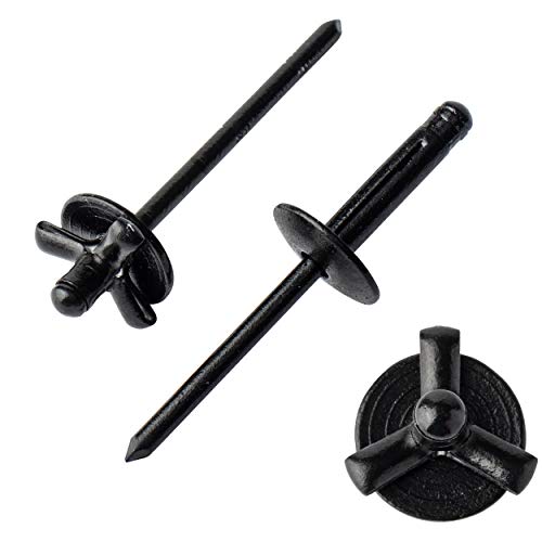 ISPINNER 50pcs 3/16" x 4/5" Large Head Tri-Fold Exploding Aluminum Pop Rivets (Black) - color: Black, size: 3/16" x 4/5"