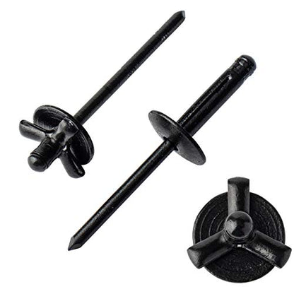 ISPINNER 50pcs 3/16" x 4/5" Large Head Tri-Fold Exploding Aluminum Pop Rivets (Black) - color: Black, size: 3/16" x 4/5"