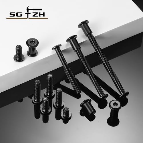 1/4-20 x 1/2" 20Pcs Flat Head Hex Socket Cap Screws Bolts Barrel Nuts Kit, 304 Stainless Steel 18-8, Full Thread, Black Oxide by SG TZH (with Hex Spanner) - color: Black, size: 1/4-20 x 1/2"