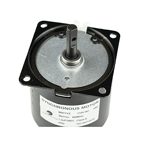Permanent Magnet Synchronous Gear Motor 60KTYZ 110V 1.5RPM Torque 90Kgf.cm CW/CCW with Fixed Bracket and Switch Plug Extension - size: 1.5r/min+ Bracket+Power cable