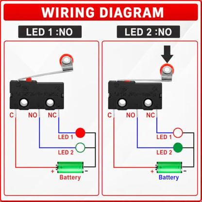 10-Pack KW12-3 Micro Limit Switch, SPDT, Roller Lever