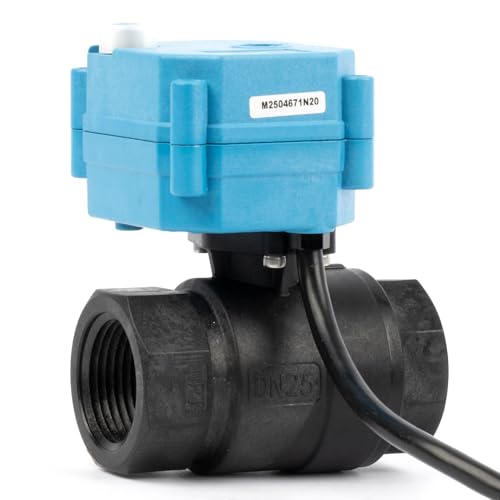 U.S. Solid 1” PPE Motorized Ball Valve with US Plug 110VAC Plastic Electrical Ball Valve, IP67, Manual Override, Direction Display Auto Return, Normally Closed - size: 1 Inch, style: PPE(IP 67)