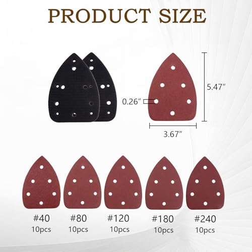 2 Pack Mouse Sander Replacement Pads with 50pcs Sandpaper