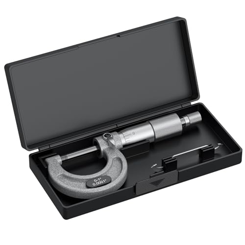 HDLNKAK Outside Micrometer 0-1"/0.0001", with Zero Wrench and Case (Gray) - color: Grey