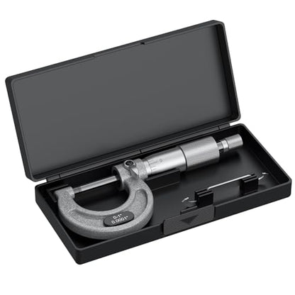 HDLNKAK Outside Micrometer 0-1"/0.0001", with Zero Wrench and Case (Gray) - color: Grey