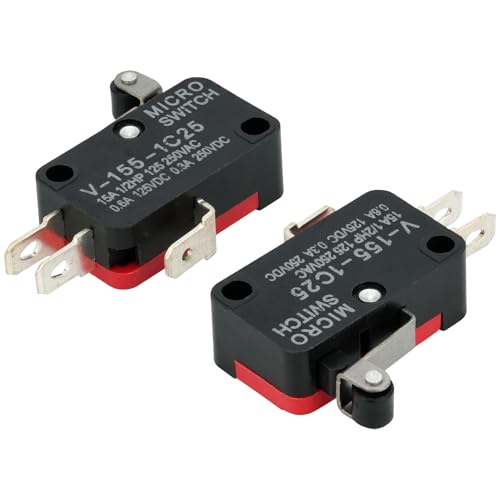 12 Pcs Micro Limit Switch with Short Hinge Roller Lever SPDT 1NO 1NC Microswitch V-155-1C25 - size: Short Hinge Roller Lever (V-155-1C25)
