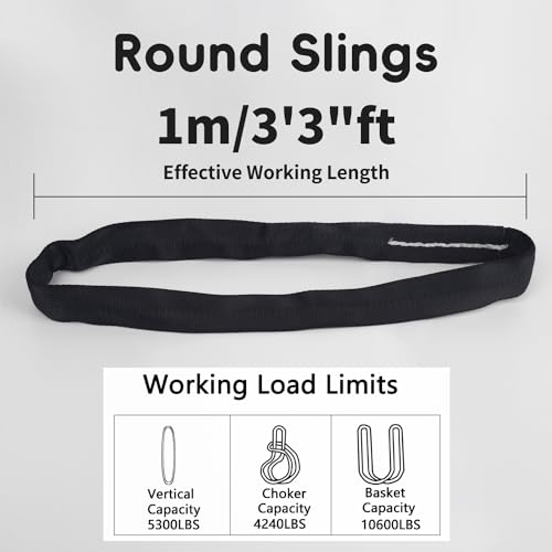 Spanset Aerial Hoop Lyra Rigging Polyester Round Slings Strap for Aerial Silk Yoga Hammock Hanging, 5,300 lb. Vertical Capacity, 10,600 lbs Basket - Heavy Duty Poly Lifting Sling (Black, 3'3" ft) - color: Black, size: 3'3" ft