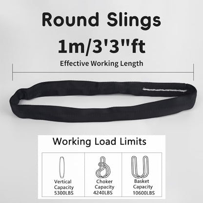Spanset Aerial Hoop Lyra Rigging Polyester Round Slings Strap for Aerial Silk Yoga Hammock Hanging, 5,300 lb. Vertical Capacity, 10,600 lbs Basket - Heavy Duty Poly Lifting Sling (Black, 3'3" ft) - color: Black, size: 3'3" ft