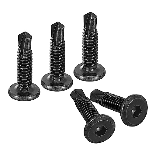 uxcell 100pcs Hex Socket Self Tapping Screws 1/4 x 1, 410 SS, Black - color: Black, size: 1/4 x 1"