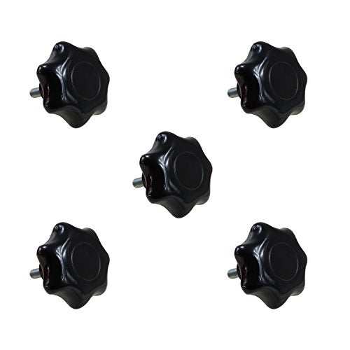 POWERTEC 5 Pack 5/16"-18 7 Star Knobs with 1" Threaded Stud, Thumb Screw Knobs with Bolts for Lawn Mower, Umbrella Base, Woodworking Tools & Jigs, Clamps (71073) - style: 5/16", 7-Star, 1" Stud