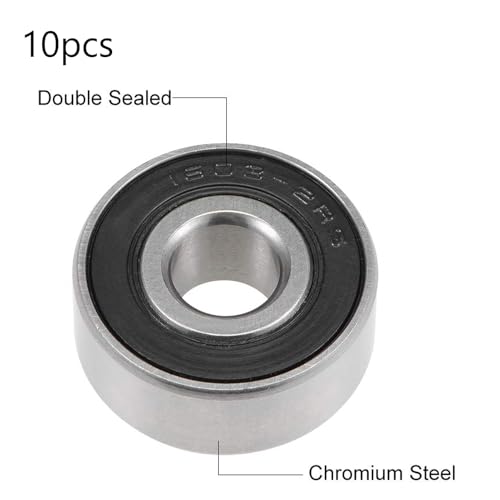 TOP-VIGOR 10Pcs 1603-2RS Deep Groove Ball Bearings, Z2 5/16 Inch x 7/8 Inch x 11/32 Inch Double Sealed Industrial Bearings, Chrome Steel Skateboard Bearings for Electrical Instrument Equipment - size: 1603-2RS, 5/16″x7/8″x11/32″