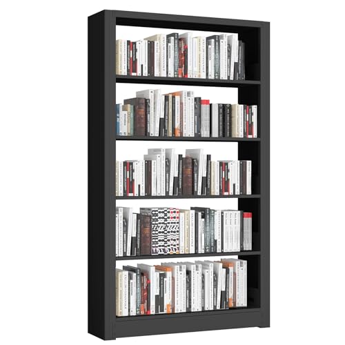 5-Tier Industrial Bookshelf, White Bookcases and Bookshelves,Tall Bookshelf Storage Organizer,Freestanding for Living Room, Bedroom,Home Office,Meta,Black - color: Black, size: 69"H*36"W