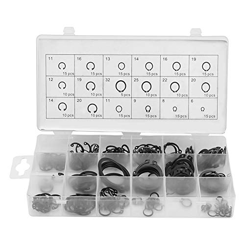 JTLB 225 Piece Set of Internal & External Snap Retaining Rings - Durable & Versatile Circlips in 18 Assorted Sizes - Perfect for Home DIY, Professional Jobs, and Maintenance