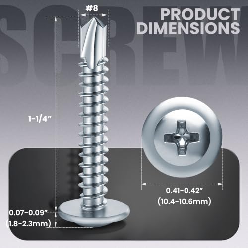 200 PCS #8 x 1-1/4" Sheet Metal Screws, Phillips Modified Truss Head Self Drilling Screws, Zinc-Plated, Self Tapping Screws for Metal, Wood, Plastic, Double-Ended Bit Included - color: Zinc, size: #8 x 1-1/4"