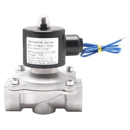 SUS304 Electric Solenoid Valve - 1" NPT 110V AC Stainless Steel Normally Closed Valve for Water Air Gas Fuel Oil - size: 1 Inch