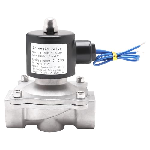 SUS304 Electric Solenoid Valve - 1" NPT 110V AC Stainless Steel Normally Closed Valve for Water Air Gas Fuel Oil - size: 1 Inch