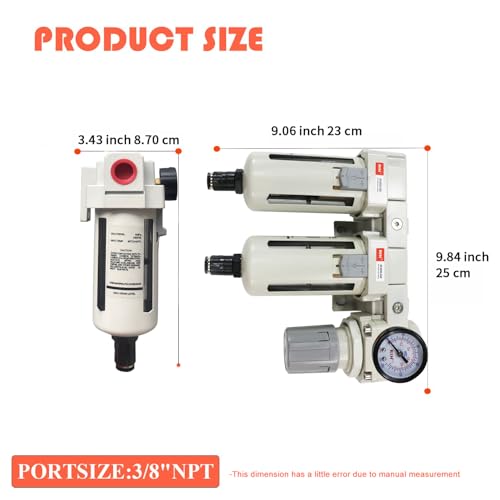 RIH Pneumatics 1/2'' NPT Auto Drain Compressed Air Double Filter & Regulator, Air Drying System, Air Compressor Water Separator, Auto Drain, Poly Bowl,0-150 psi Gauge, 5 Micron Brass Element (1/2 NPT) - size: 1/2'' NPT Auto Drain
