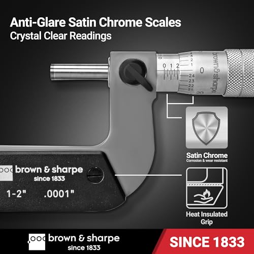 Brown & Sharpe 1-2 Inch Outside Micrometer, 0.0001 Inch Graduation