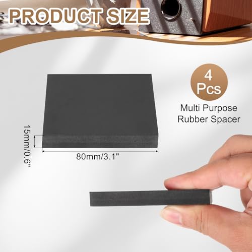 PATIKIL Rubber Solid Anti-Vibration Pads, 4 Pcs 80mm x 15mm Thick Rubber Square Washers Multi-Purpose Gasket Pad Bushings Spacer for HVAC Compressor Air Conditioner, Black - size: 80mm x 15mm Thick