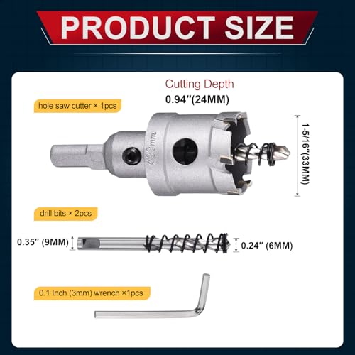 Tungsten Carbide Tipped Hole Saw 1-5/16 Inch 33mm Hole Cutter - size: 1-5/16 Inch (33mm)